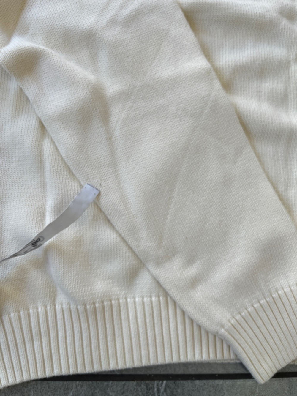 🤍 Izod 100% Cotton Sweater Cream Size Medium Preppy - Picture 7 of 8